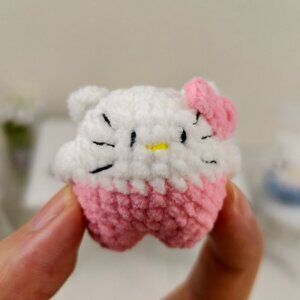 Handmade Amigurumi Crochet Pink Little Kitty Plushie